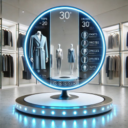 Miroir Rond LED Bleu - Parfait pour Cabines d'Essayage